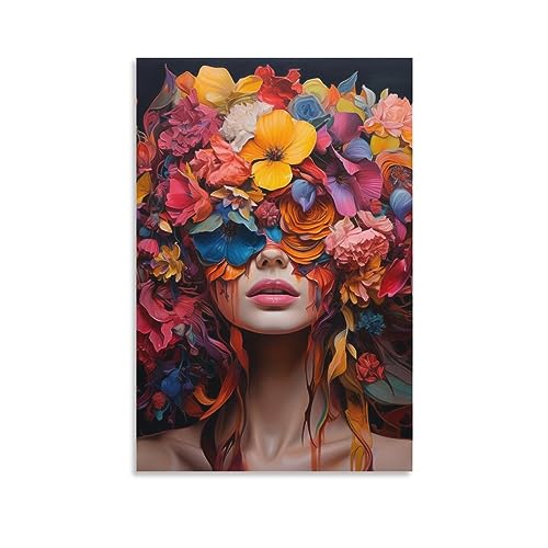 AYAROS Blumenfrau Kunst Poster Drucke Vintage Wunderschöne Floral Mode Leinwand Wanddekoration Kunstwerk für Home Office von AYAROS