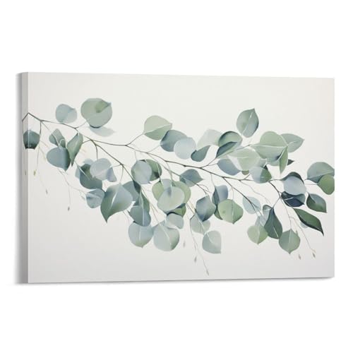 AYAROS Eukalyptusblätter bedruckte Leinwand Poster Natur Botanisch Grün Zweig Wanddekoration Geeignet für Wohnzimmer Schlafzimmer von AYAROS