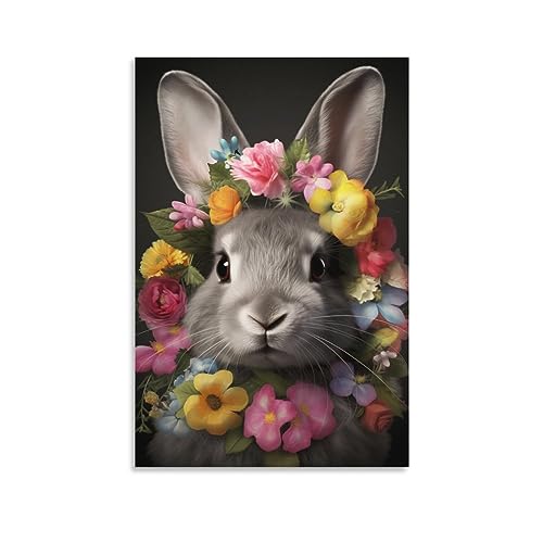 AYAROS Farmhouse Rabbit bedruckte Leinwand Poster Rustikal Vintage Natur Tiere Bauernhaus Wanddekoration geeignet für Wohnzimmer Schlafzimmer von AYAROS