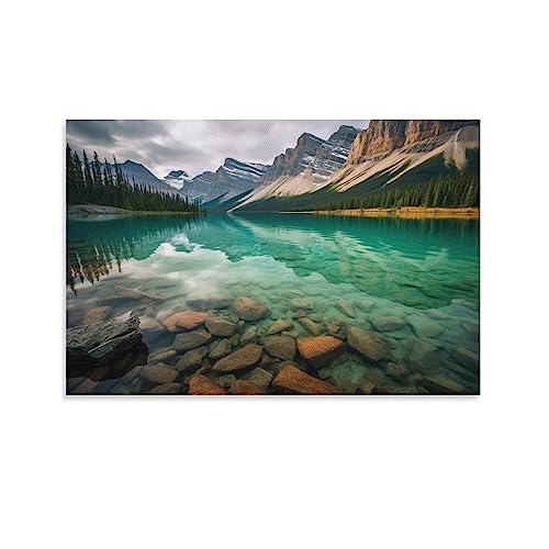 AYAROS Lake Mountain Scenery Art Poster Prints Beautiful Nature View Photo Fashion Canvas Wall Decor Artwork for Home Office von AYAROS