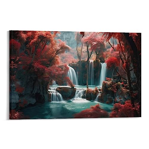 AYAROS Schöne landschaftlich bedruckte Leinwand Poster Wasserfall Landschaft Bach Fluss Natürliche Moderne Wanddekoration Geeignet für Wohnzimmer Schlafzimmer von AYAROS