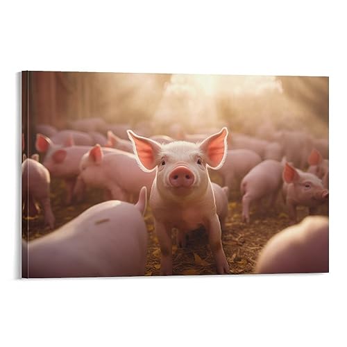 AYAROS Sunshine Piggy bedruckte Leinwand Poster Bauernhaus Schwein niedliche lustige Tiere Wanddekoration geeignet für Wohnzimmer Schlafzimmer von AYAROS