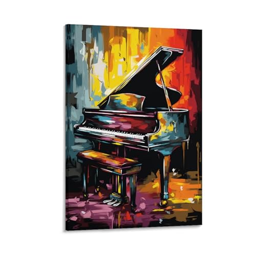 AYAROS Vintage Klavier Malerei Poster Bunte Graffiti Musikinstrumente Leinwand Wandkunst Drucke Malerei für Haus Zimmer von AYAROS