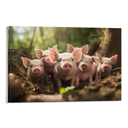 Country Pig Wandkunst Leinwand Poster Modern Glücklich Niedlich Tier Bauernhaus Wanddekoration Poster Schlafsaal Dekor Malerei Kunst von AYAROS