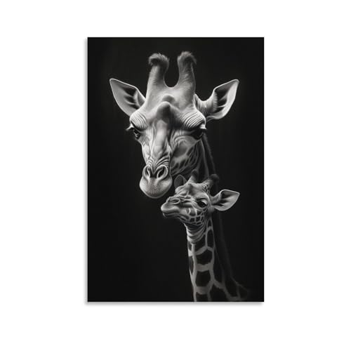 Moderne Giraffe bedruckte Leinwand Poster Vintage Rustikal Tier Tierwelt Wanddekoration geeignet für Wohnzimmer Schlafzimmer von AYAROS