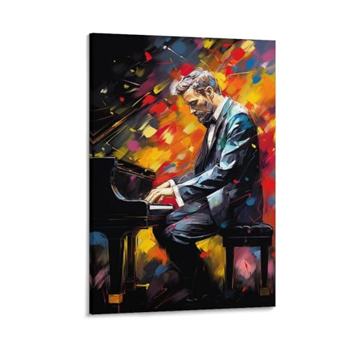 Piano Performance Leinwand Wandkunst für Schlafzimmer Vintage Klassische Musik Klavier Spielen Wand Dekor Poster für Zimmer Ästhetisch von AYAROS