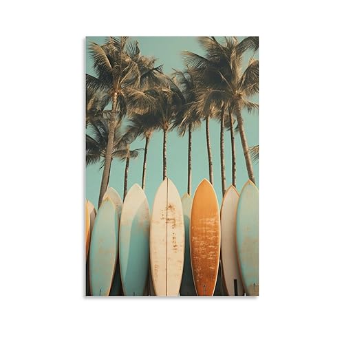 Surfbretter Palmen Wandkunst Leinwand Poster Meer Natur Landschaft Moderne Wanddekoration Poster Schlafsaal Dekor Malerei Kunst von AYAROS