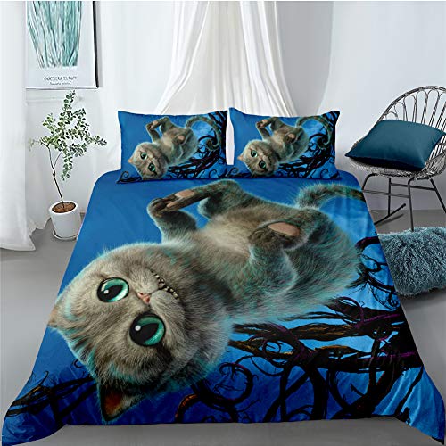 AYMAING Bettwäsche 3D Katze Bettbezug Set 135 x 200 cm Bettwäsche Set 3 Teilig Mikrofaser Bettbezug mit Reißverschluss und 2 Kissenbezug 50 x 75 cm von AYMAING