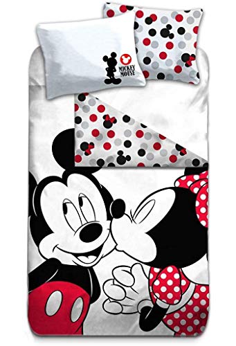 AYMAX S.P.R.L. Mickey & Minnie Mouse Vintage Bettwäsche Set 140x200cm + 63x63 cm von Aymax