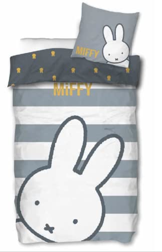 AYMAX Miffy Wende Bettwäsche, 80 x 80 cm + 135 x 200 cm, Silber Weiß, 8952 von Aymax