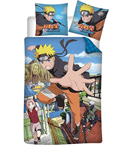 Aymax Naruto Shippuden Wende Bettwäsche Set 135 x 200 cm 100% Baumwolle von Aymax