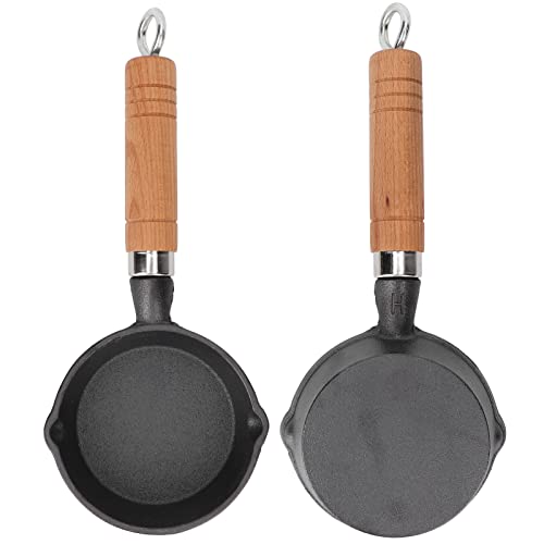 10CM Holzgriff Gusseisen Pfanne Gusseisen Pfanne Mini Omelette Pfanne, perfekt für Omelettes, Knödel und Pfannkuchen in einer kleinen Pfanne! von AYNEFY