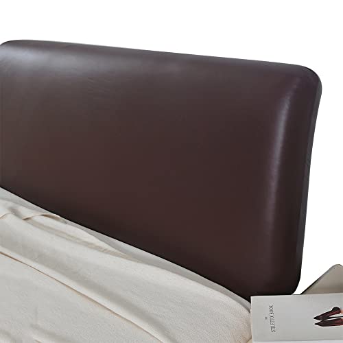 Bettkopfteil Hussen Bett Kopfteil Bezug/Überzug Elastisch Leder Kopfteilbezug Schwarz,Staubdichte All-Inclusive Dehnbare Schutzhülle Für Schlafzimmer Kopfteil ( Color : Coffee , Size : 170-190cm ) von AYUOEODM