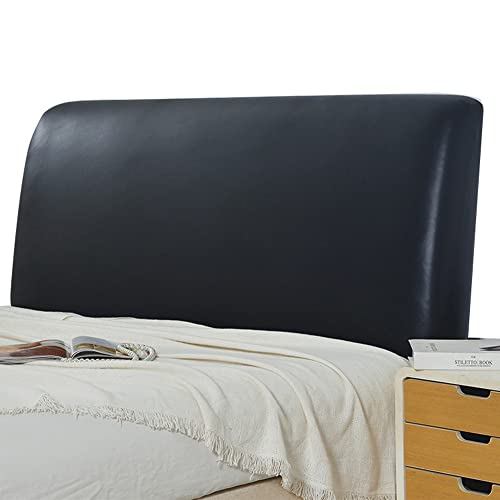 Bettkopfteil Hussen Bett Kopfteil Bezug/Überzug Elastisch Leder Kopfteilbezug Schwarz,Staubdichte All-Inclusive Dehnbare Schutzhülle Für Schlafzimmer Kopfteil ( Color : Nero , Size : 170-190cm ) von AYUOEODM