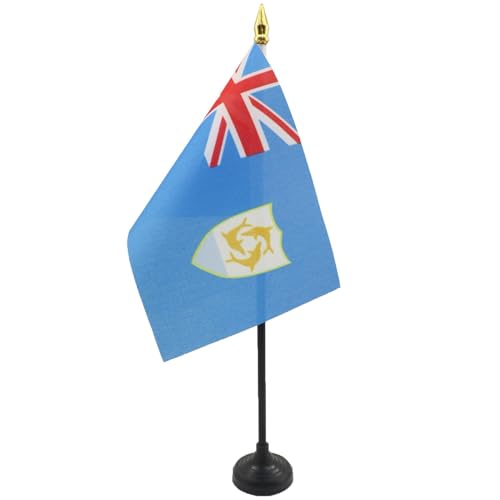 TISCHFLAGGE ANGUILLA 15x10cm goldene splitze - ANGUILLA TISCHFAHNE 10 x 15 cm - flaggen AZ FLAG von AZ FLAG