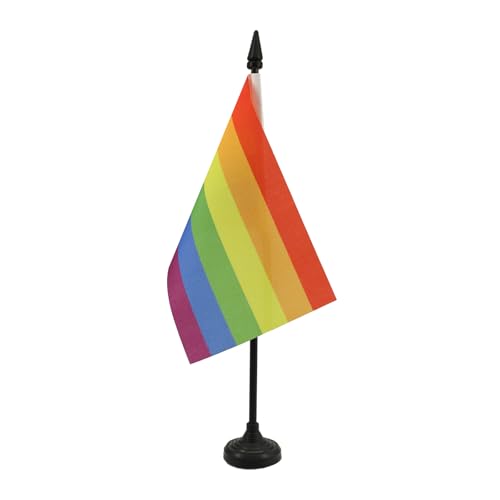 AZ FLAG TISCHFLAGGE Regenbogen 15x10cm - SCHWUL TISCHFAHNE 10 x 15 cm - flaggen von AZ FLAG