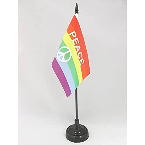 TISCHFLAGGE REGENBOGEN SYMBOL FRIEDEN 15x10cm - PEACE TISCHFAHNE 10 x 15 cm - flaggen AZ FLAG von AZ FLAG