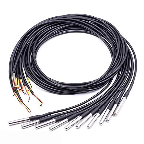 AZDelivery 10 x 1M Kabel DS18B20 digitaler Edelstahl Temperatursensor Temperaturfühler, wasserdicht kompatibel mit Arduino und Raspberry Pi inklusive E-Book! von AZDelivery