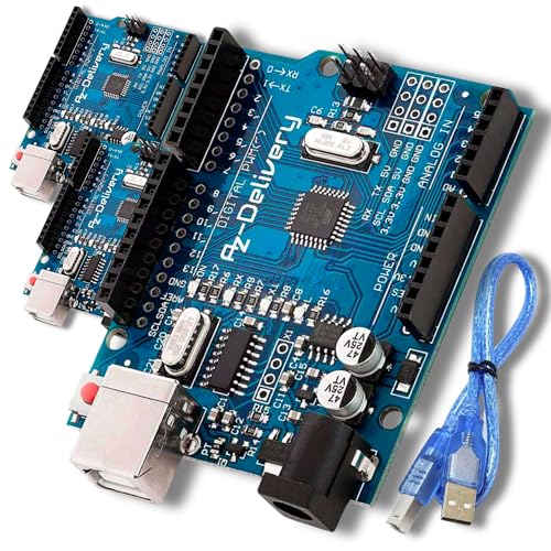 AZDelivery 3 x Mikrocontroller Board AZ- ATmega328 - Board | Der Mikrocontroller ist kompatibel mit Arduino IDE und auch mit dem Arduino UNO | Das AZ Delivery Board mit USB-Kabel inklusive E-Book! von AZDelivery