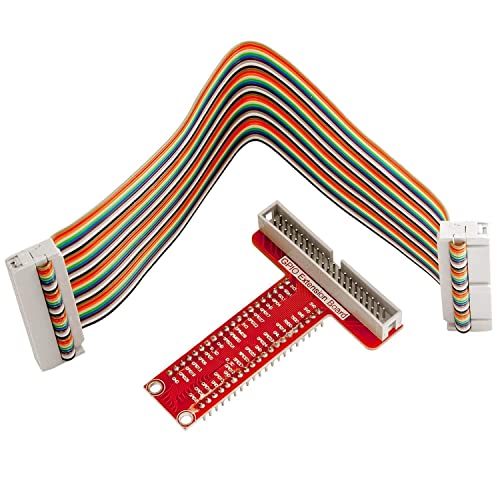 AZDelivery 40 Pins GPIO Breakout Board und kompatibles Flachband Ribbon Kabel kompatibel mit Raspberry Pi von AZDelivery