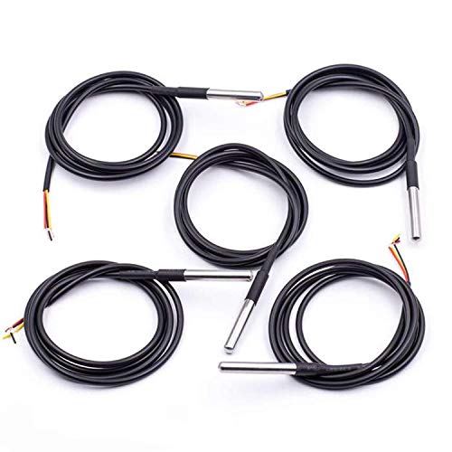 AZDelivery 5 x 1M Kabel DS18B20 digitaler Edelstahl Temperatursensor Temperaturfühler, wasserdicht kompatibel mit Arduino und Raspberry Pi inklusive E-Book! von AZDelivery