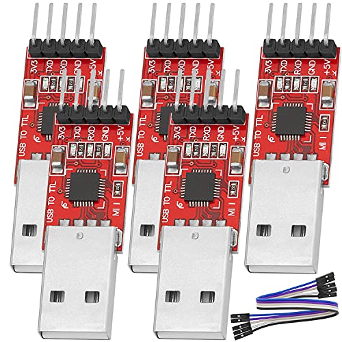 AZDelivery 5 x CP2102 USB zu TTL Konverter HW-598 für 3,3V und 5V mit Jumper Kabel kompatibel mit Arduino inklusive E-Book! von AZDelivery