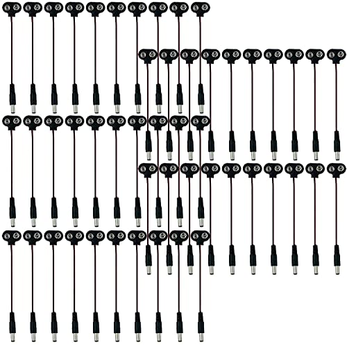 AZDelivery (50 Stück) 5er Set 9V Batterieclips à 10 Stück I-Typ Clip mit 15cm Anschlusskabel Adapter für 9V Block Batterien Akku inklusive E-Book von AZDelivery