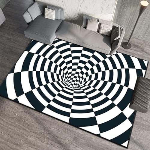 AZZRRO 3D-Vortex-Optik-Illusionsteppich 120x140cm Swirl Print Optical Illusion Areas Teppich Teppich Bodenmatte Lounge Teppich Fußmatte für Zuhause von AZZRRO
