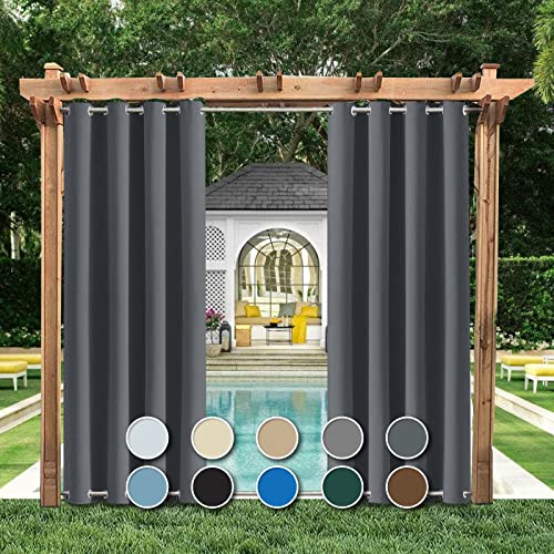 AZZRRO Outdoor Vorhang Wetterfes, Benutzerdefinierte Größe Wasserdicht Outdoor Gardine mit Ösen(Oben&Unten), Sichtschutz Sonnenschutz Vorhang für Garten Pavillon Terrasse1 Stück|160x180cm（BxH） von AZZRRO