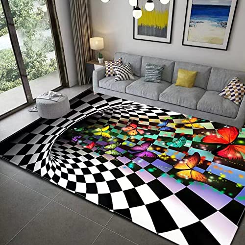 Vortex Teppich 3D Illusionsteppich, 120x40cm 3D Area Rug Bodenmatte, 3D Square Teppich Teppich mit Optischem Täuschungsbereich mit Bodenlosem Loch, Anti-Rutsch-Vlies Fußmatte für Zimmer von AZZRRO