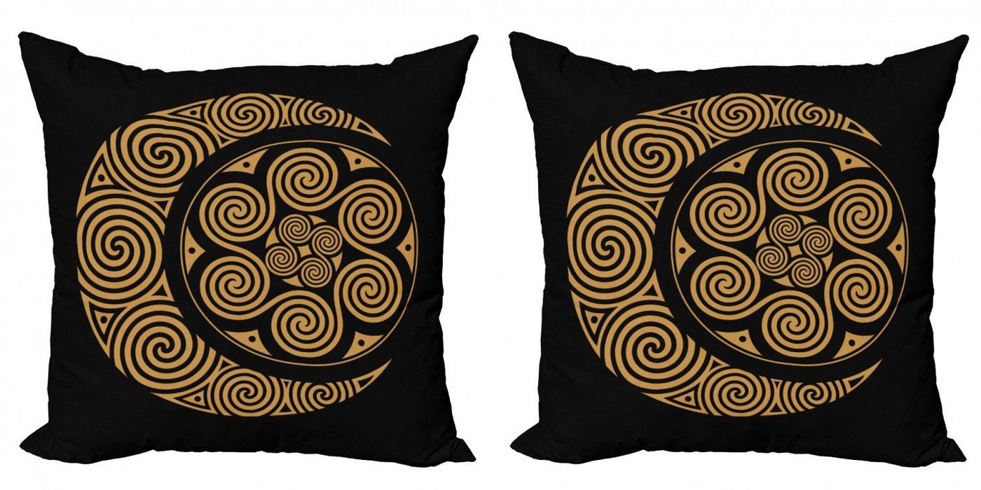 Kissenbezüge Modern Accent Doppelseitiger Digitaldruck, Abakuhaus (2 Stück), Erdig Celtic Mond und Sonne Boho von Abakuhaus