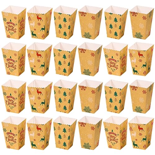 Abaodam 24 Stück Popcorn-Boxen Papier-Popcorn-Beutel Pommes-Frites-Popcorn-Kartons Popcorn-Box Weihnachten Einweg-Popcorn-Pappbecher Popcorn-Papier-Servierbecher Weihnachtsbaum von Abaodam