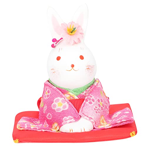 Abaodam Kimono-Kaninchen Glückskaninchen-dekor Asiatisch Mikrolandschaftsornament Maneki Neko Weihnachten Abgestuftes Tablett Dekor Feng-Shui-Kaninchen-Statue Puppe Geisha Seidentuch Hase von Abaodam