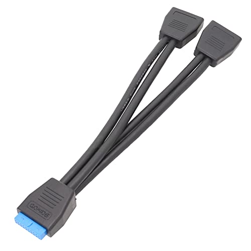 Abcsweet 1PC Motherboard USB 3.0 19PIN Header 1 Zu 2 Verlängerung Splitter Kabel 20cm 19Pin Interne Verlängerung Header Kabel Schwarz USB 3.0 Motherboard Kabel von Abcsweet