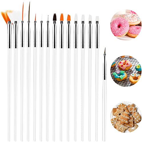 15 Stück Fondant Kuchen Bürsten Set, Kuchen Malerei Pinsel Zuckerkleber Backpinsel Werkzeug Dekorationspinsel für DIY Dekorieren Von Kuchen&keksen Und Desserts (Weiß) von Abeillo