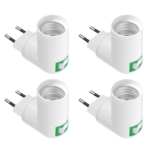 Abiemuce E27 Lampenfassung ohne Kabel, 360° Einstellbar Lampenfassung mit Schalter, Lampenfassung Steckdose EU-Stecker, Lampenfassung E27(ohne birne) (A-4PCS) von Abiemuce