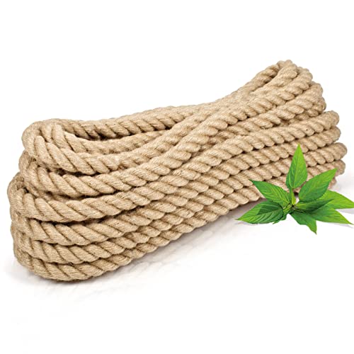 ABIO Juteseil Tau Seil 100% Natur Hanfseil Kordel Jutekordel Deko Dekoration Makramee Garn für Garten Jute Tauwerk Handlaufseil Schiffstau Schnur Paketschnur (20 Meter, 26mm) von Abio