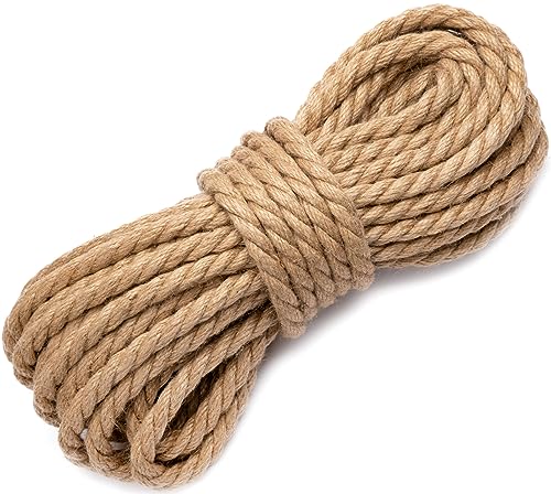 JUTESEIL 20mm 30m 100% Natur Deko Seil Kordel Jute Hanfseil Naturfasern Juteschnur Tau Garten Seil Jutekordel Tauwerk Outdoorseil Gartenseil dekoratives Element Interieur Exterieur Juteseil 20mm 30m von Abio