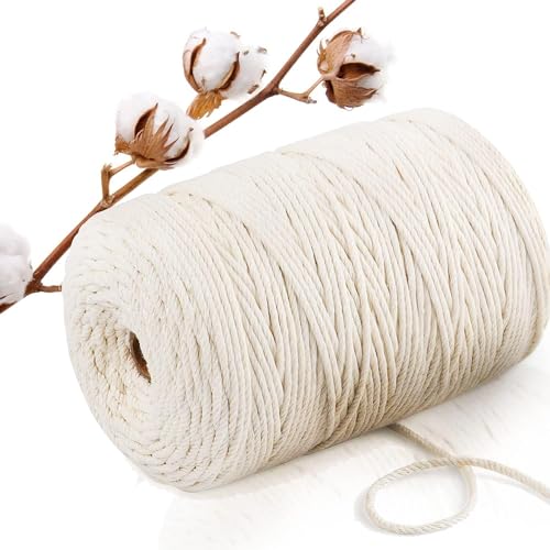 Makramee Garn 2mm 300m Baumwollgarn Macrame Cord Kordel Garn für Makramee Schnur Makrameegarn Baumwollschnur Baumwollkordel Naturweiß Baumwolle 2mm 300m von Abio