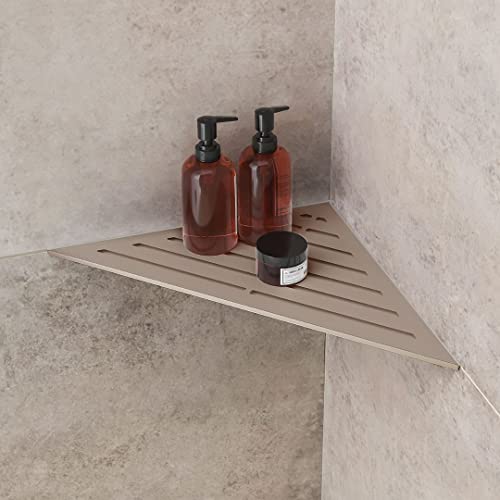 Ablago Triangle Duschablage ohne Bohren Beige Eckregal Duschregal für Dusche Badregal Ecke Badezimmer Bad Organizer Accessoires - nachträglich einbaubar/nachrüstbar Aluminium SHELF 240 x 240 x 340 mm von Ablago