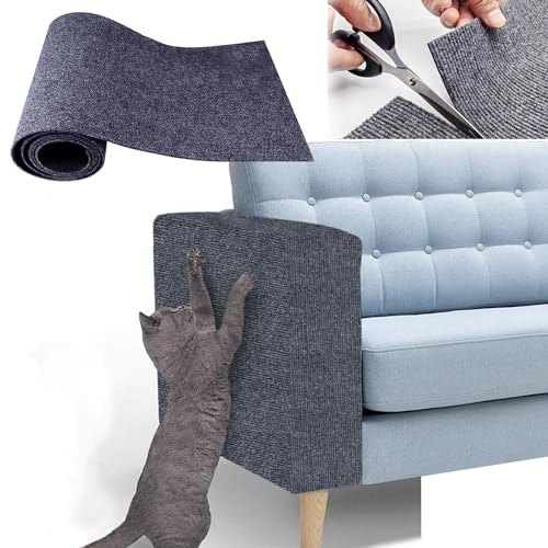 Kratzmatte Katze,Kratzmatte Katze Sofa,Selbstklebend Kratzteppich Katze Wand,Kratzwand,DIY Trimmbarer Teppich Matte Pad Katzenkratzbretter (30 * 100cm,Navy Blue) von Accrue