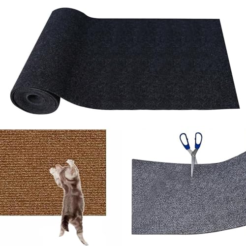 Kratzmatte Katze,Kratzmatte Katze Sofa,Selbstklebend Kratzteppich Katze Wand,Kratzwand,DIY Trimmbarer Teppich Matte Pad Katzenkratzbretter (40 * 100cm,Black) von Accrue