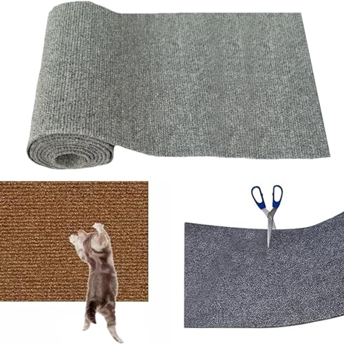 Kratzmatte Katze,Kratzmatte Katze Sofa,Selbstklebend Kratzteppich Katze Wand,Kratzwand,DIY Trimmbarer Teppich Matte Pad Katzenkratzbretter (60 * 100cm,Light Grey) von Accrue