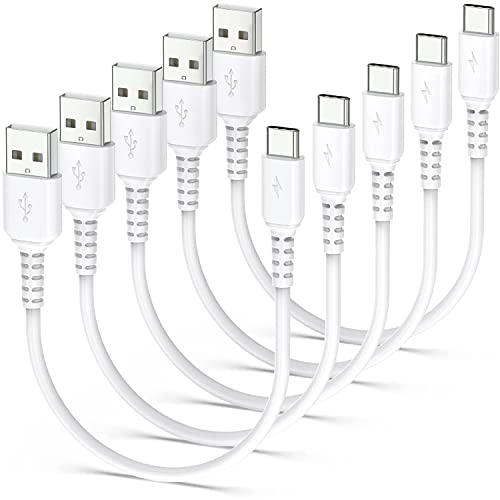 USB C Kabel Kurz[5Stück 30CM/0,3M], 3A Schnellladekabel USB A auf USB C Kurz Ladekabel für Samsung Galaxy S20 S10 S9 S8, A50 A51 A70 A71, Note 10 9 8, Xperia, Google, Android Auto-Weiß von Acecene