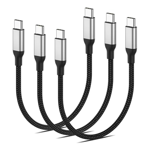 USB C auf USB C Kabel Kurz 20cm, 3 Stück PD 60W Ladekabel USB C auf USB C Schnellladekabel und Datenkabel Nylon Typ c Ladekabel für iPhone 15/15 Pro/15 Pro Max Samsung Galaxy Huawei -USB 2.0 von Acecene