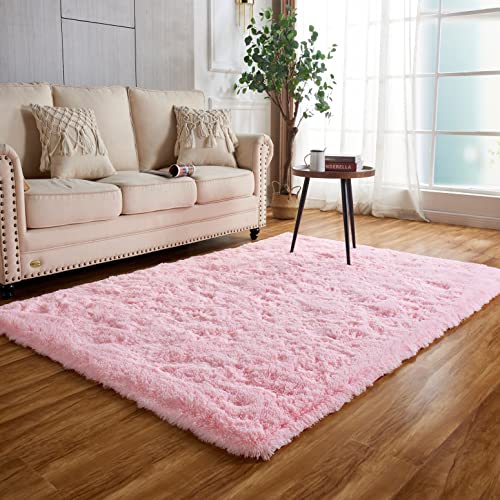 Achiiso Weich Zottel Rosa Teppich Schlafzimmer Teppich Wohnzimmerteppich Luxuriöser Teppich Hochflor Flächenteppiche(Rosa,60x120cm) von Achiiso