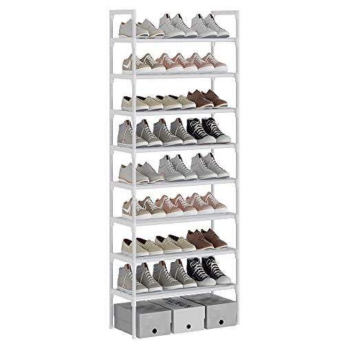 AcornFort® S-526 8 Ebenen Stöckiges Weiß Verstellbare Schuhablagen Schuhaufbewahrung Hohes Schuhregal Organizer Regal Halteständer für 24 Paar Schuhe, 56 x 30 x 140 cm, Extra Robuste Bauweise von AcornFort