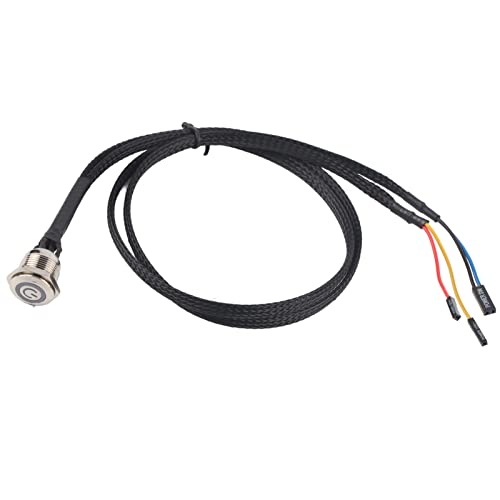 Acouto PC-Netzschalteruter-Netzschalter, Desktop-Computer-Host-Switch-Kabel, Metallknopf, Metall-LED-Netzschalter (blaues LED-Licht) von Acouto