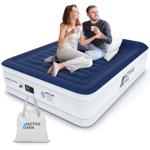 Active Era Luxus Luftbett 2 Personen, Luftmatratze selbstaufblasend mit eingebauter elektrischer Pumpe & integriertem Kissen, Aufblasbare Matratze für Camping & Gästebett - 203 x 152 x 56cm von Active Era