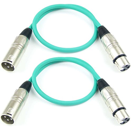 Adam Hall Cables 2 Stück K3MMF0050GRN Mikrofonkabel XLR female auf XLR male DMX Audio Kabel 3 pol polig (0,5 m, Grün, 2) von Adam Hall